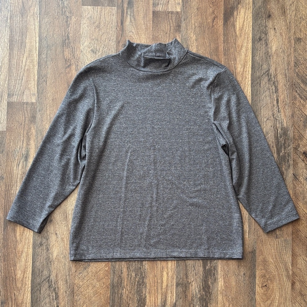 L.L. Bean Traveler Gray Long Sleeve Mock Turtleneck Shirt medium